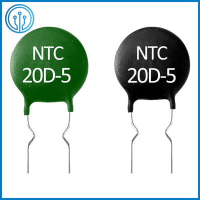 เทอร์มิสเตอร์ค่าสัมประสิทธิ์อุณหภูมิเชิงลบ NTC 20D-5 20 โอห์ม 20% 5 มม. 0.6A THT Radial